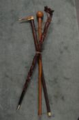 Three various walking sticks.