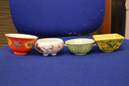 Four small Chinese porcelain bowls.