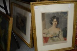 Four various portraits, colour prints and engravings.