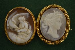 Two gold mounted Victorian cameos.
