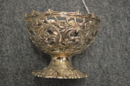 A good cast silver sugar basket (lacking liner).