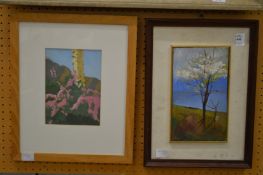 Two small pictures depicting trees.