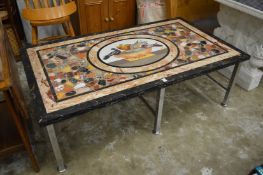 A very good Italian rectangular specimen marble coffee table.