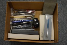 A large quantity of fountain pens etc., some with gold nibs.