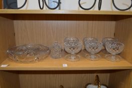 Six cut glass grapefruit dishes and other items.
