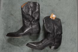A pair of gentlemen's black leather cowboy boots, size 12.