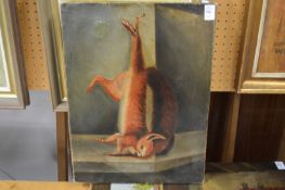 A study of a dead squirrel, oil on canvas, unframed.