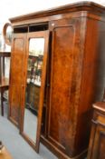 A good Victorian figured walnut three door wardrobe.