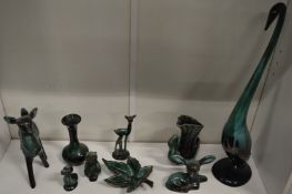 A collection of Blue Mountain pottery ornaments.