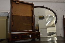 A George III mahogany dressing table mirror with three drawers to the base (AF).