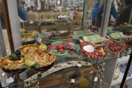 A continental Majolica lobster dish, asparagus dishes etc.