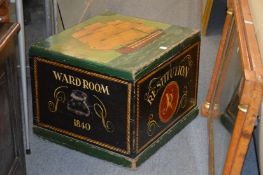 A decoratively painted pine Naval trunk.