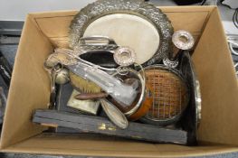 A box of plated items etc.