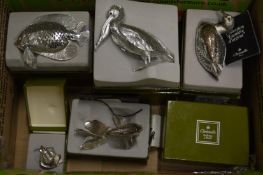 A quantity of boxed Christofle birds and animals.