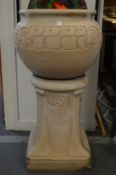 A Lefco ware Art Nouveau pottery jardiniere on stand.