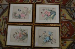 Chinese School, a set of four botanical paintings, uniformly framed and glazed.