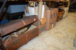 A large quantity of household miscellaneous to include angle poise lamps, old badminton racquets