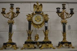 A good decorative ormolu and marble clock garniture in classical style.