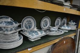 A late Victorian oriental design part dinner service to include numerous plates, dishes, tureens