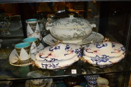 Decorative china to include a large tureen and stand.