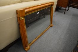 A Victorian satin birch overmantle mirror.