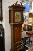 A 19th century oak longcase clock with square brass dial, signed J Stretch, Birmingham.