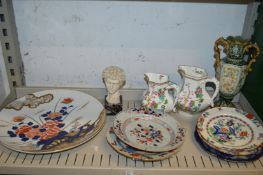 Imari plates and other decorative china.