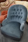 A Victorian button upholstered bedroom or nursing chair.