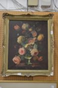 Roger John, a still life of flowers in a vase, oil on canvas.