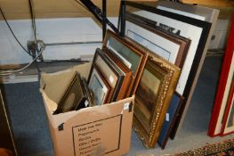 A quantity of paintings and prints.