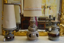 Three 1960's continental pottery lamps.