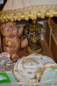 A decorative lamp, china etc.