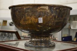 A large silver plated punch bowl engraved Ferrari.