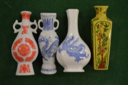 Four Chinese porcelain snuff bottles.