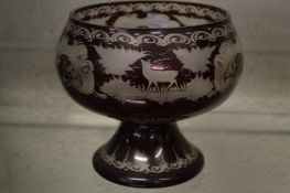 A Bohemian red tinted etched glass bowl.