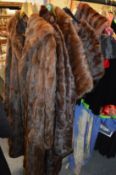 Five various fur coats, jackets and stoles.