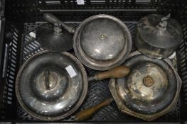 Plated chafing dishes and covers and similar items.