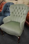 A Victorian button upholstered bedroom or nursing chair.