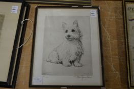 A West Highland terrier etching, signed in pencil.