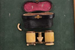 A cased pair of opera glasses.
