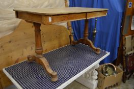 A late Victorian oak topped two drawer pedestal table.