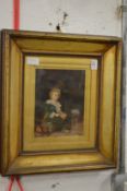 A Victorian oil on canvas depicting the Pears boy blowing a bubble, in a gilt frame.