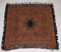 A GOOD EMBROIDERED PAISLEY SHAWL.