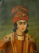 PERSIAN SCHOOL, PORTRAIT OF A YOUNG MAN, A SON OF FATH ALI-SHAH, the second King of Qajar, oil on