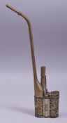 A CHINESE PIERCED PAKTONG OPIUM PIPE, 31.5cm high.
