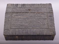 A LARGE 19TH CENTURY INDIAN VIZAKHAPATNAM STAGHORN VENEERED WRITING SLOPE, the interior with