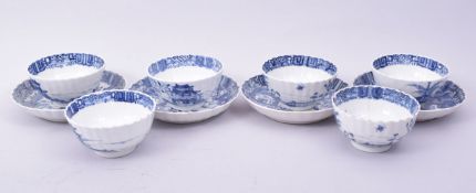 SIX CHINESE BLUE AND WHITE PORCELAIN BOWLS, together with four blue and white porcelain dishes, (