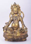 A LARGE TIBETAN GILT BRONZE BUDDHA, 29cm high.