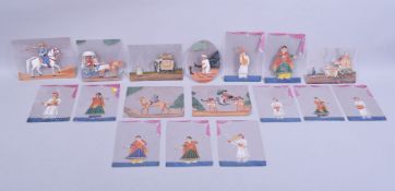 A FINE GROUP OF 19TH CENTURY INDIAN COMPANY SCHOOL PAINTINGS ON MICA, depicting various figures.