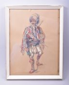 A WATERCOLOUR PAINTING OF AN OTTOMAN SOLDIER, circle of Amadeo Preziosi, framed and glazed, 35cm x